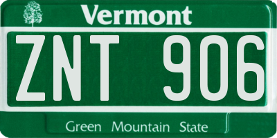 VT license plate ZNT906