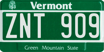 VT license plate ZNT909