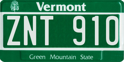 VT license plate ZNT910