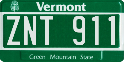 VT license plate ZNT911