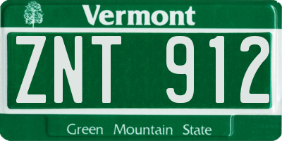 VT license plate ZNT912
