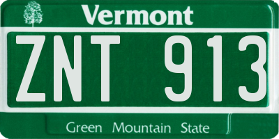 VT license plate ZNT913