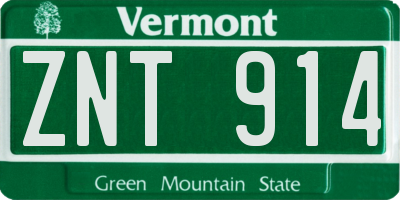 VT license plate ZNT914