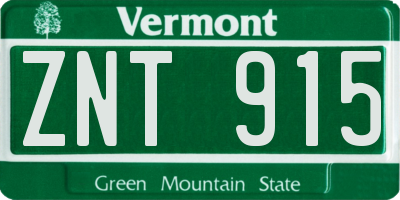 VT license plate ZNT915
