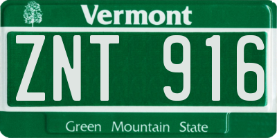 VT license plate ZNT916