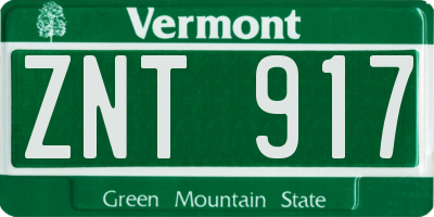 VT license plate ZNT917