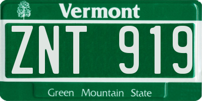 VT license plate ZNT919