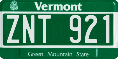 VT license plate ZNT921