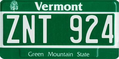 VT license plate ZNT924