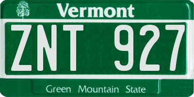 VT license plate ZNT927