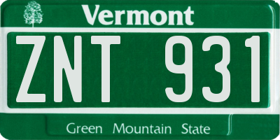 VT license plate ZNT931