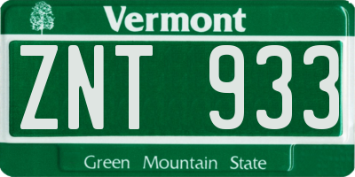 VT license plate ZNT933