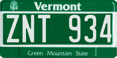 VT license plate ZNT934