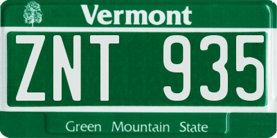 VT license plate ZNT935