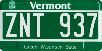 VT license plate ZNT937