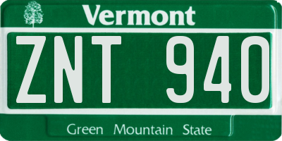 VT license plate ZNT940