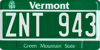 VT license plate ZNT943