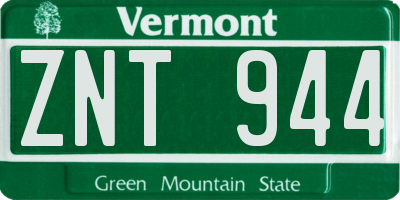 VT license plate ZNT944