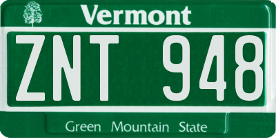 VT license plate ZNT948