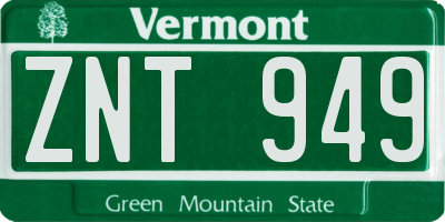 VT license plate ZNT949