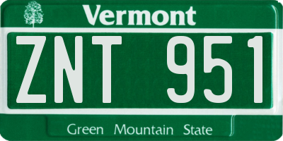 VT license plate ZNT951