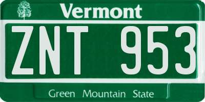 VT license plate ZNT953