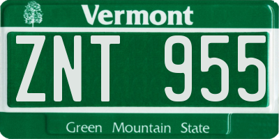 VT license plate ZNT955