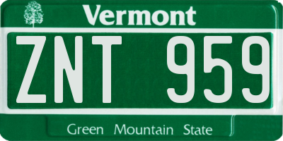VT license plate ZNT959