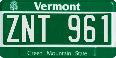 VT license plate ZNT961