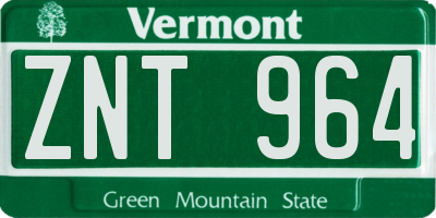 VT license plate ZNT964