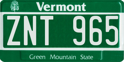 VT license plate ZNT965
