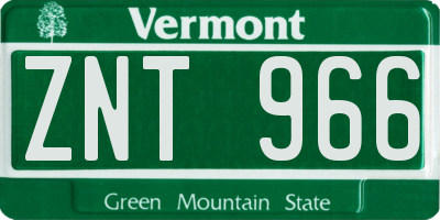 VT license plate ZNT966