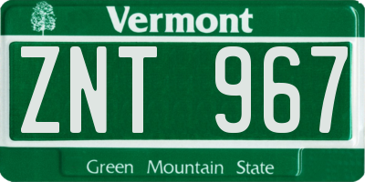 VT license plate ZNT967