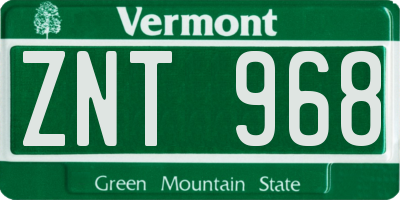 VT license plate ZNT968