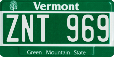 VT license plate ZNT969