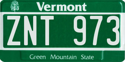 VT license plate ZNT973
