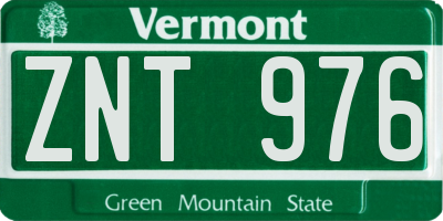 VT license plate ZNT976
