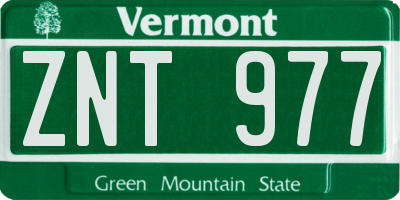 VT license plate ZNT977