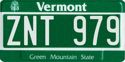VT license plate ZNT979
