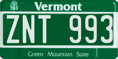 VT license plate ZNT993