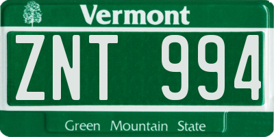 VT license plate ZNT994