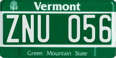 VT license plate ZNU056