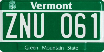VT license plate ZNU061