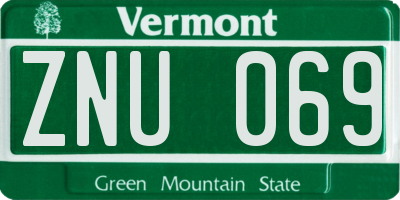 VT license plate ZNU069