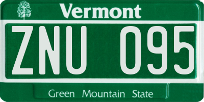 VT license plate ZNU095