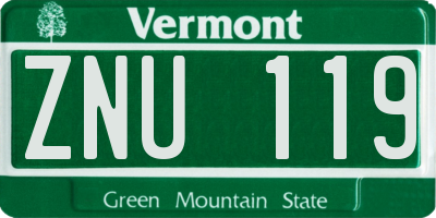 VT license plate ZNU119