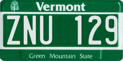 VT license plate ZNU129