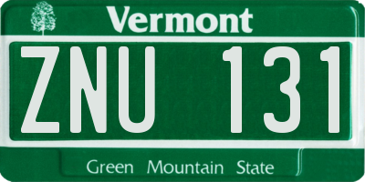 VT license plate ZNU131
