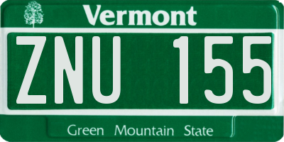 VT license plate ZNU155