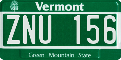 VT license plate ZNU156